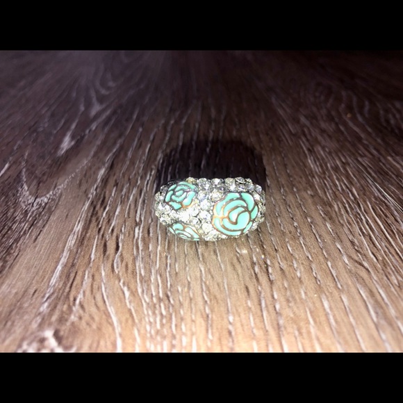 Silver Ring with Turquoise Roses - Picture 2 of 5